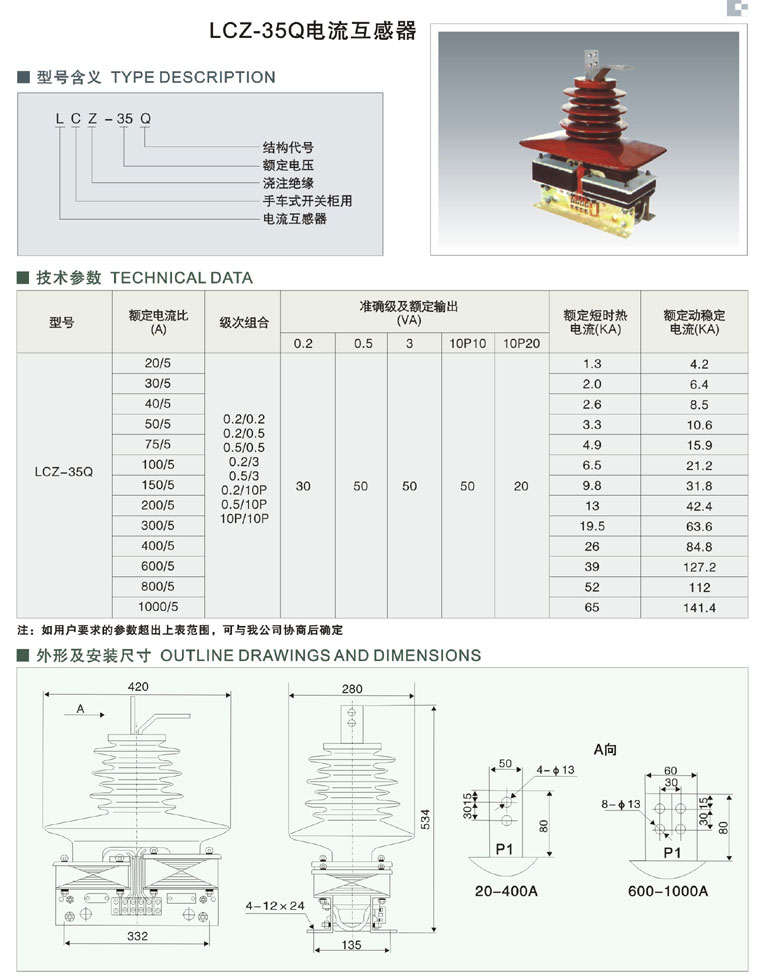 LCZ-35Q 电流互感受器